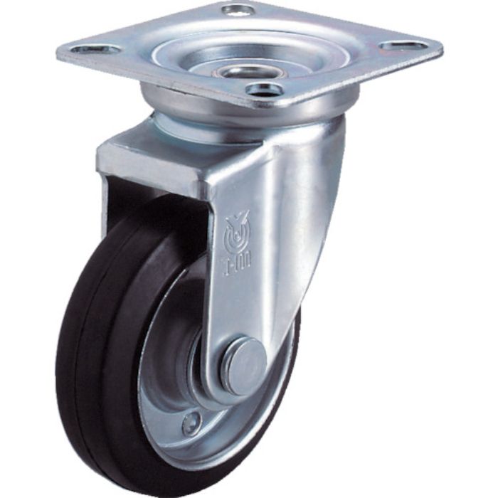 ユーエイ プレート式 自在 キャスター ゴム 車輪径150mm  Jタイプ J型 取付寸法94×94(87×87)(Tcode:2963680)