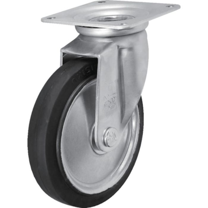 シシク スタンダードプレスキャスター ゴム車輪 自在 200径(Tcode:5057230)