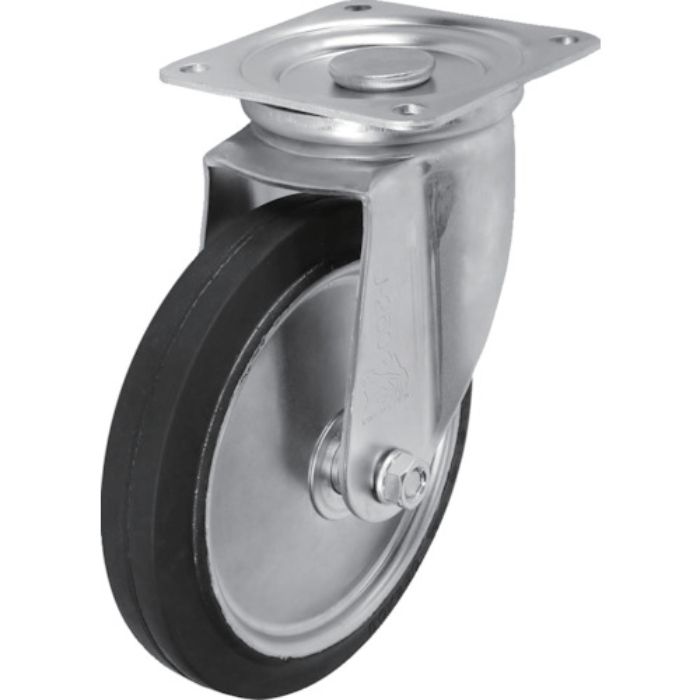 シシク スタンダードプレスキャスター ゴム車輪 自在 250径(Tcode:1372912)