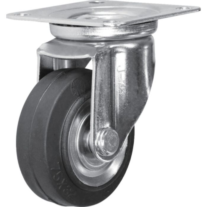 シシク スタンダードプレスキャスター ゴム車輪 自在 75径(Tcode:1372874)