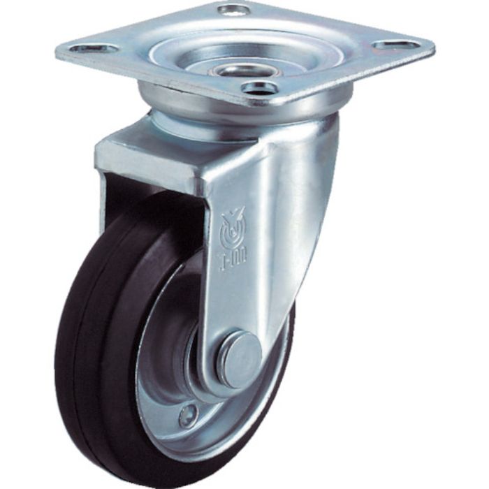 ユーエイ プレート式 自在 キャスター ゴム 車輪径75mm  Jタイプ J型 取付寸法63×63(Tcode:2963710)