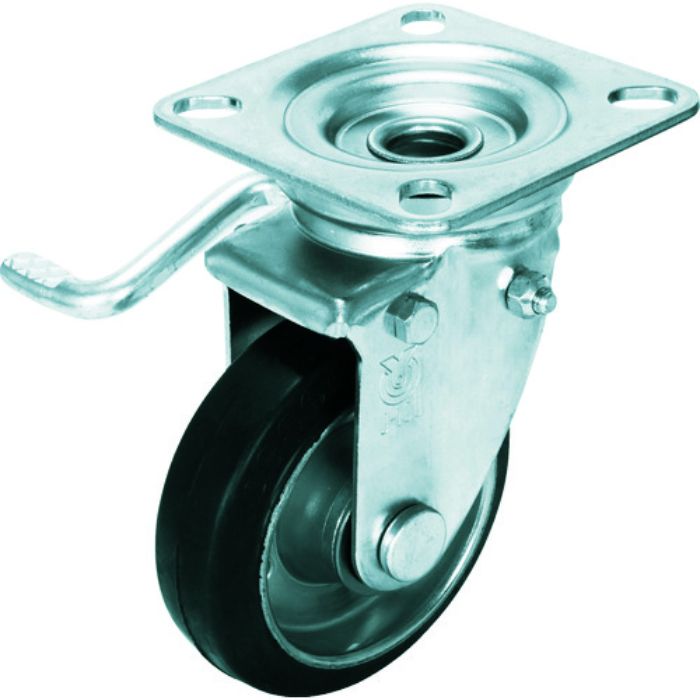 ユーエイ プレート式 自在 キャスター ゴム 車輪径100mm ストッパー付き Jタイプ JB(L)型 取付寸法74×74(67×67)(Tcode:3798097)