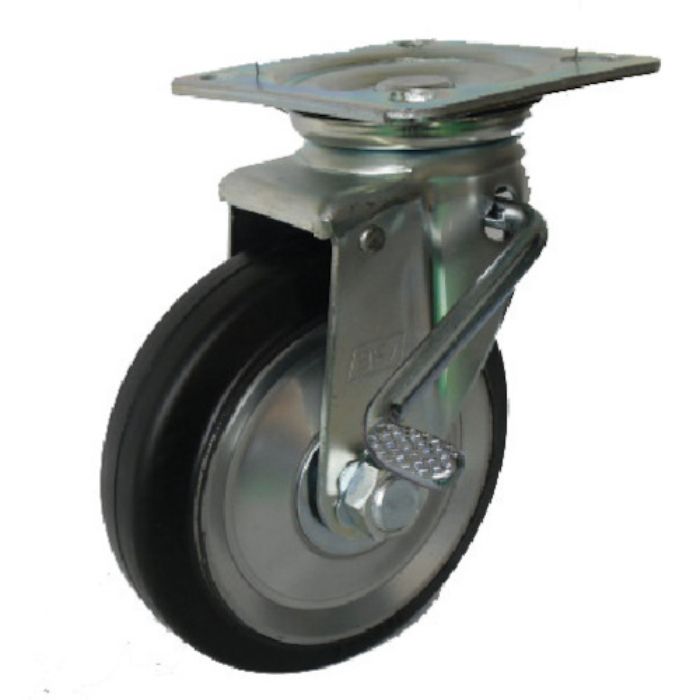 ヨドノ プレス製自在金具ブレーキ付黒ゴム車 75φ(Tcode:1323533)