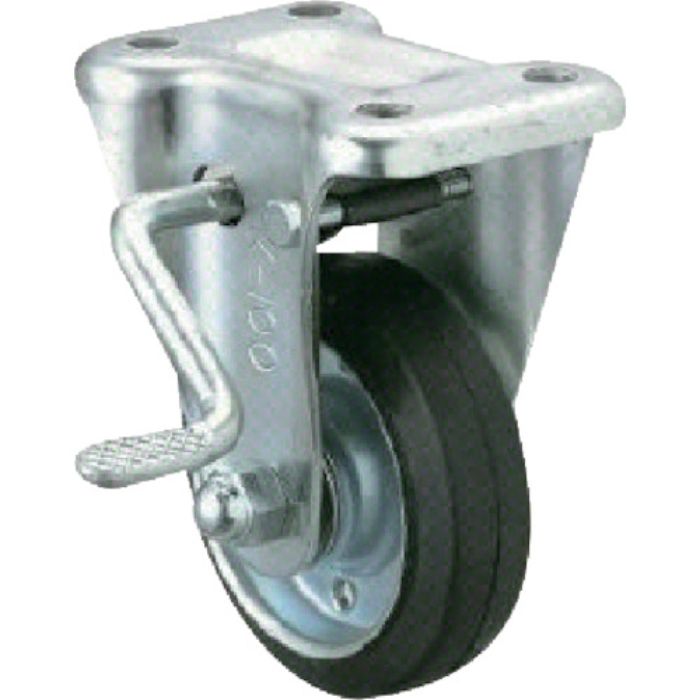 ユーエイ プレート式 固定 キャスター ゴム 車輪径130mm ストッパー付き Jタイプ KB(L)型 取付寸法100×56(Tcode:8092756)