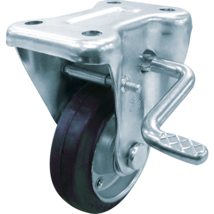 ユーエイ プレート式 固定 キャスター ゴム 車輪径200mm ストッパー付き Jタイプ KB(R)型 取付寸法112×63(Tcode:2963752)