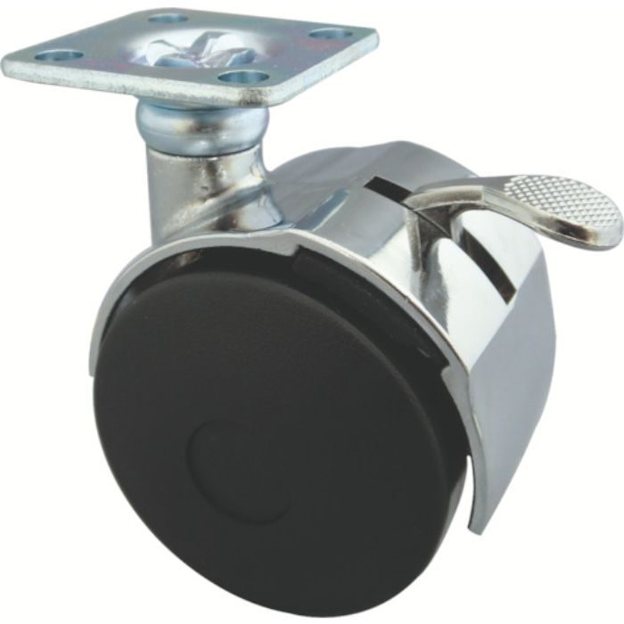 トーシン プレート式双輪キャスター 50径 自在ストッパー付(Tcode:4041861)