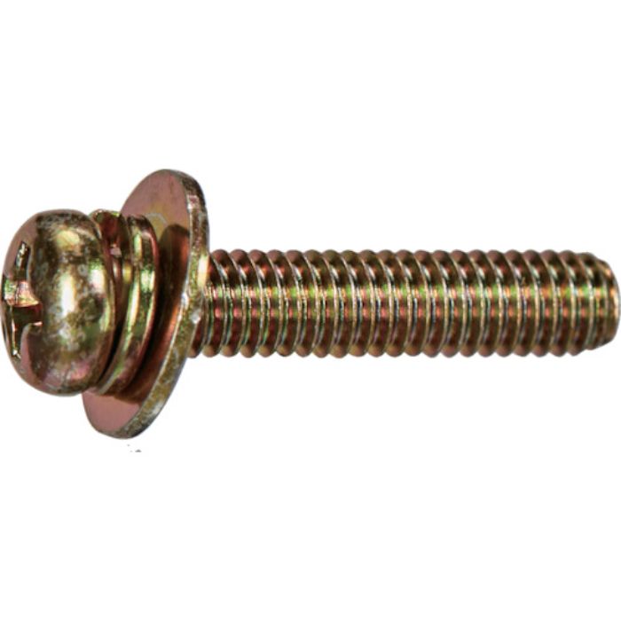 TRUSCO ナベ頭座金組込ねじ P=3 クロメート M6×20 10本入 (ばね座金+JISワッシャー付き) 少量パック(Tcode:3815284)