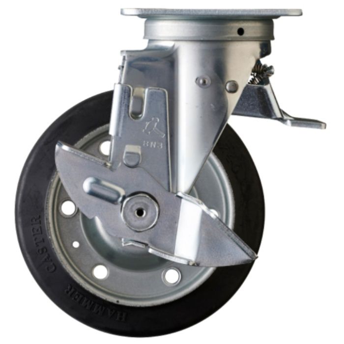 ハンマー　スイッチキャスター　ゴム車輪　150mm　ストッパー付