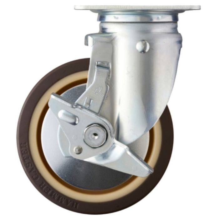 ハンマー　旋回式ウレタン車輪(ナイロンホイール・ラジアルボールベアリング)150mm　ストッパー付