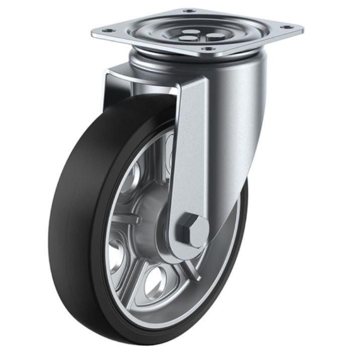 ユーエイ　プレート式　自在　キャスター　ゴム　車輪径250mm　　Jタイプ　J型　取付寸法125×125