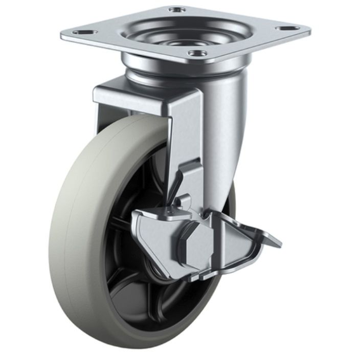 ユーエイ　プレート式　自在　キャスター　ウレタン　車輪径150mm　ストッパー付き　Jタイプ　J-S型　取付寸法94×94(87×87)