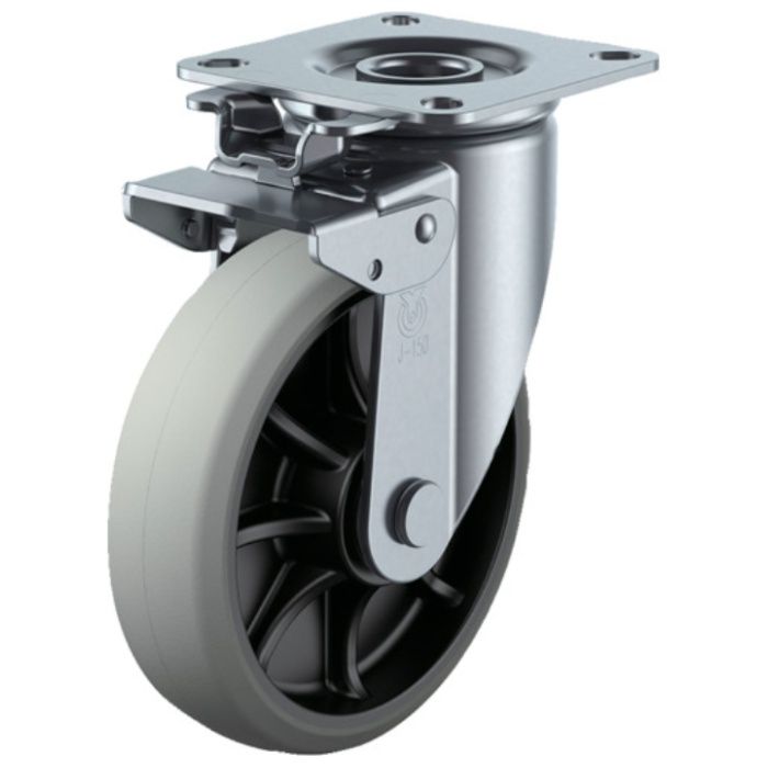 ユーエイ　プレート式　自在　キャスター　ウレタン　車輪径150mm　旋回固定　Jタイプ　J2K型　取付寸法80×80(75×75)