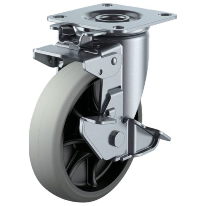 ユーエイ　プレート式　自在　キャスター　ウレタン　車輪径150mm　旋回固定・ストッパー付き　Jタイプ　J2K-S型　取付寸法80×80(75×75)