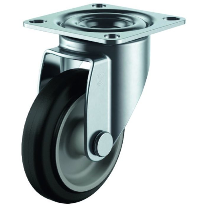 ユーエイ　プレート式　自在　キャスター　グレーゴム　車輪径100mm　　Jタイプ　RJ2型　取付寸法71×71(68×68)
