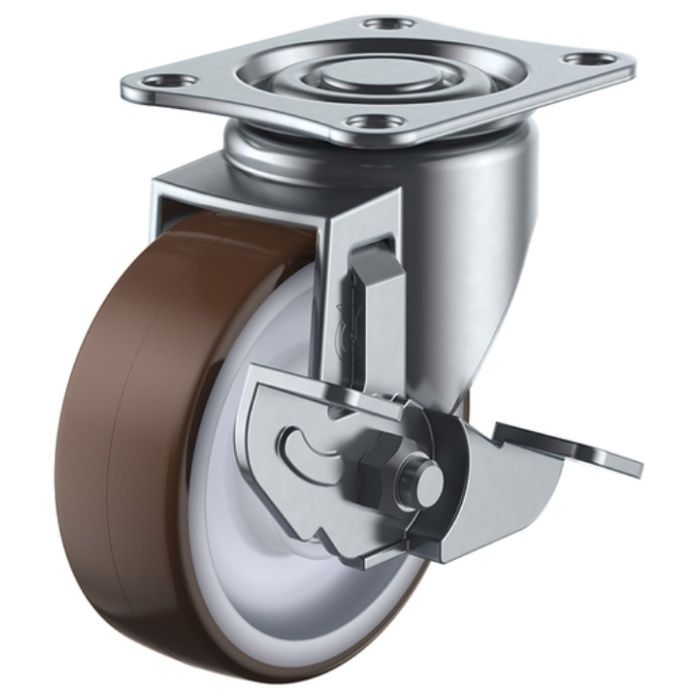ユーエイ　プレート式　自在　キャスター　ウレタン　車輪径75mm　ストッパー付き　Sタイプ　SG-DS型　取付寸法55×42