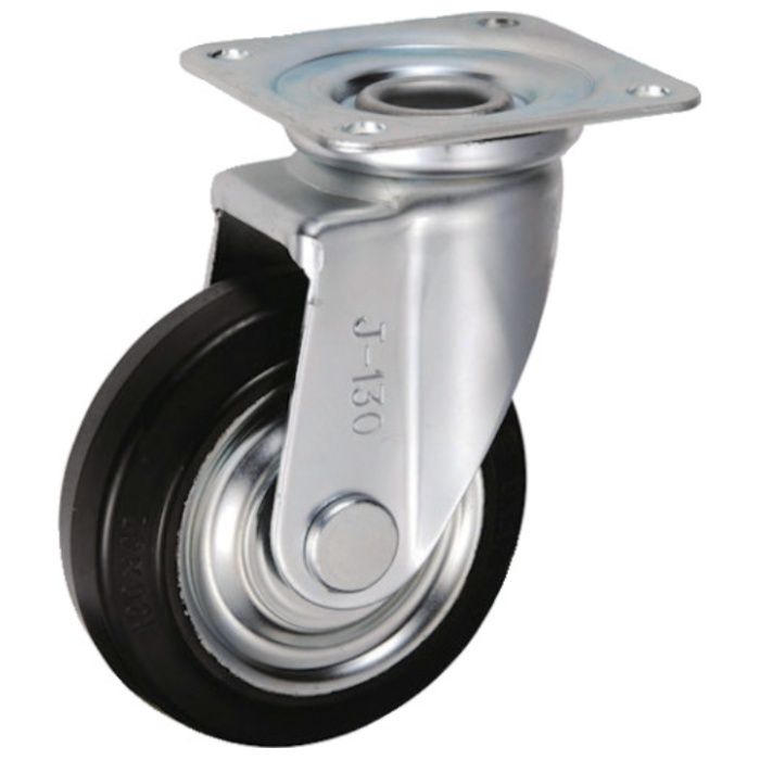 UKAI　中荷重用キャスター　旋回(自在)金具　Jタイプ　ゴム　車輪径130mm