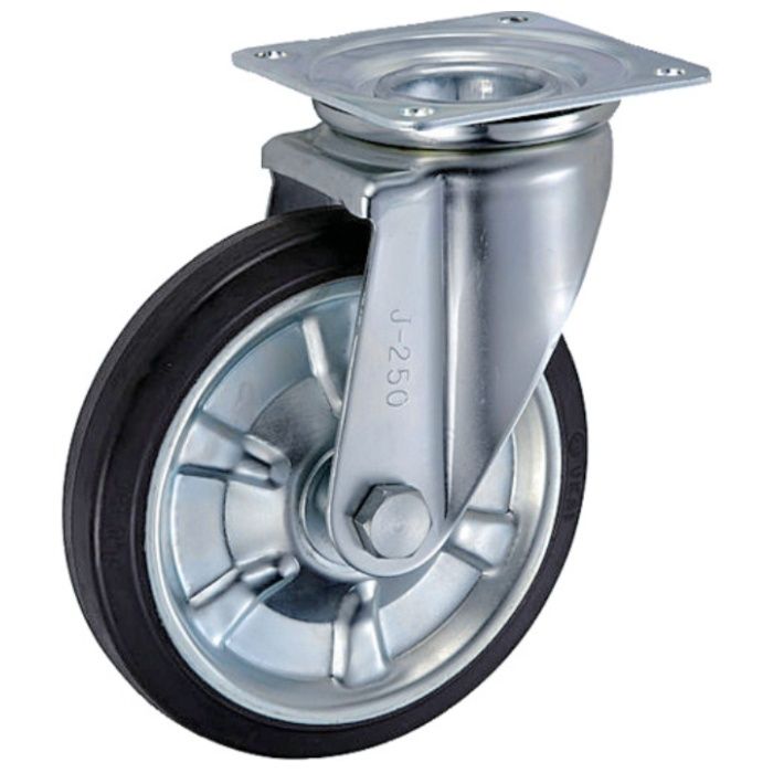 UKAI　中荷重用キャスター　旋回(自在)金具　Jタイプ　ゴム　車輪径250mm