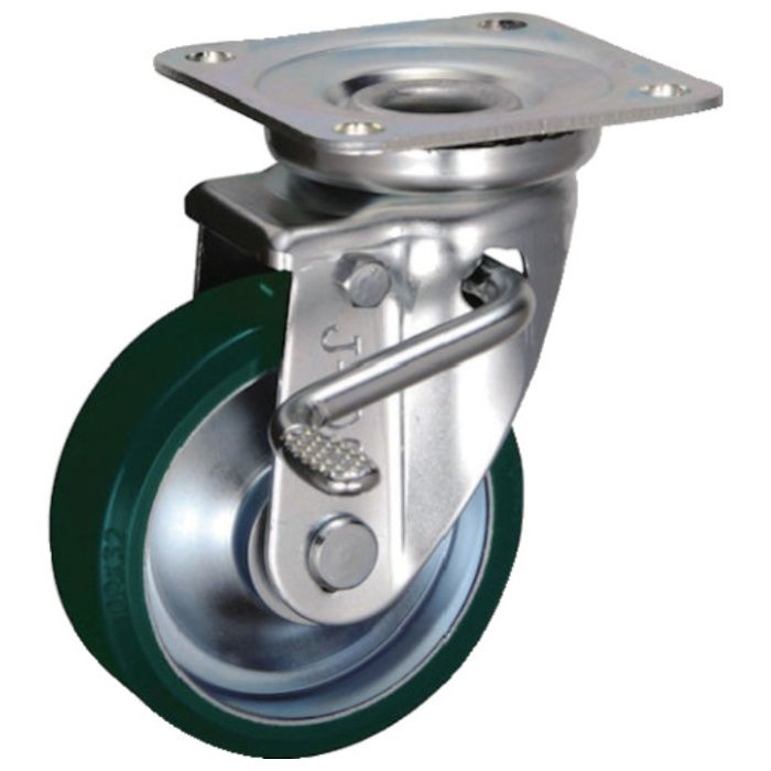 UKAI　中荷重用キャスター　ストッパー付旋回(自在)金具　JBタイプ　ウレタンゴム　車輪径100mm