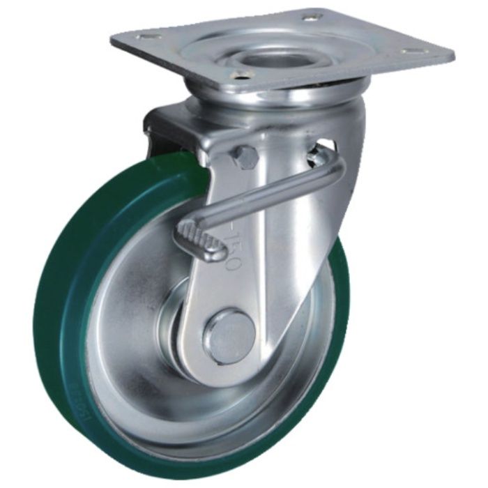 UKAI　中荷重用キャスター　ストッパー付旋回(自在)金具　JBタイプ　ウレタンゴム　車輪径150mm