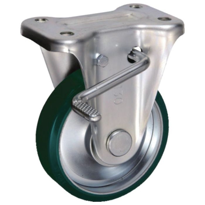 UKAI　中荷重用キャスター　ストッパー付固定金具　KBZタイプ　ウレタンゴム　車輪径130mm