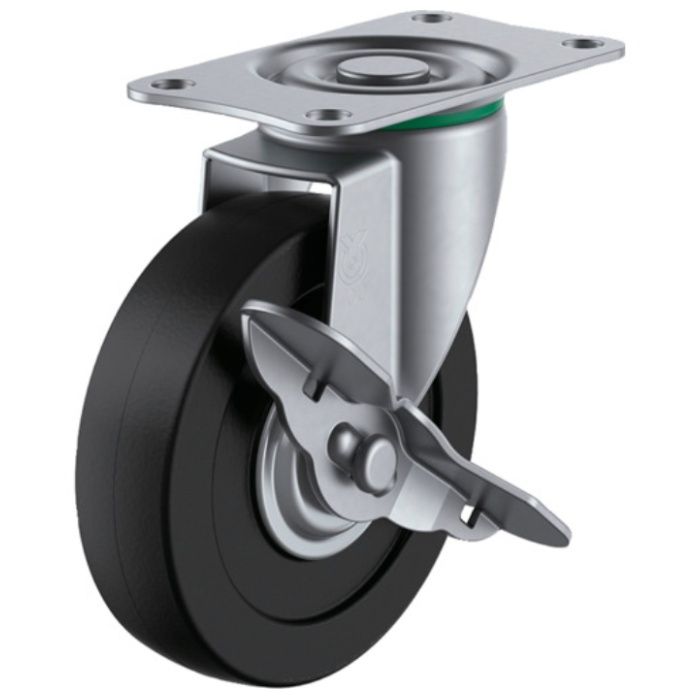 ユーエイ　プレート式　自在　ステンレスキャスター　ゴム　車輪径50mm　ストッパー付き　Eタイプ　SUS-E-S型　取付寸法56×28