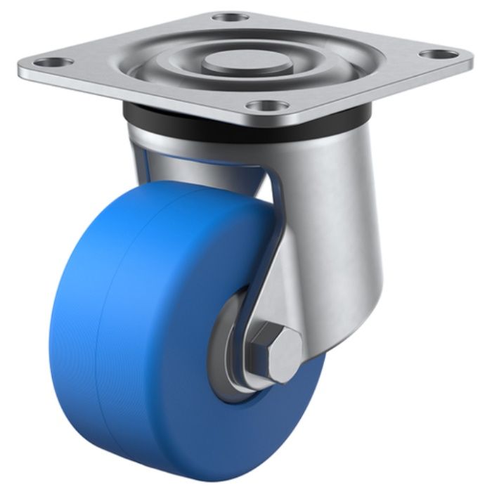 ユーエイ　プレート式　自在　ステンレス低床キャスター　モノマーキャストナイロン　車輪径50mm　　Hタイプ　SUS-HG型　取付寸法50×50