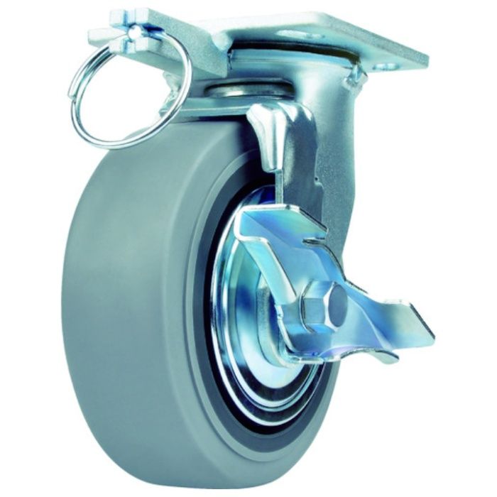 SAMSONG　重荷重用キャスター　自在　ゴム車125mm　ブレーキ付