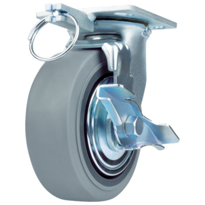 SAMSONG　重荷重用キャスター　自在　ゴム車150mm　ブレーキ付
