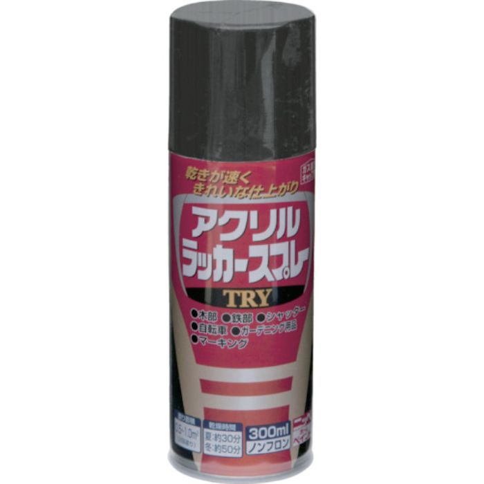 ニッぺ アクリルラッカースプレーTRY 300ml ブラック 222T003-300(Tcode:4196660)
