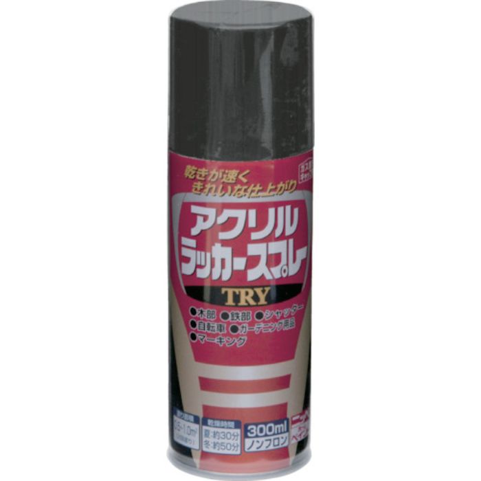 ニッぺ アクリルラッカースプレーTRY 300ml つやなしブラック 222T004-300(Tcode:4196678)