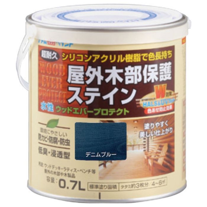 アトムペイント　水性ウッドエバープロテクト　0.7L　デニムブルー