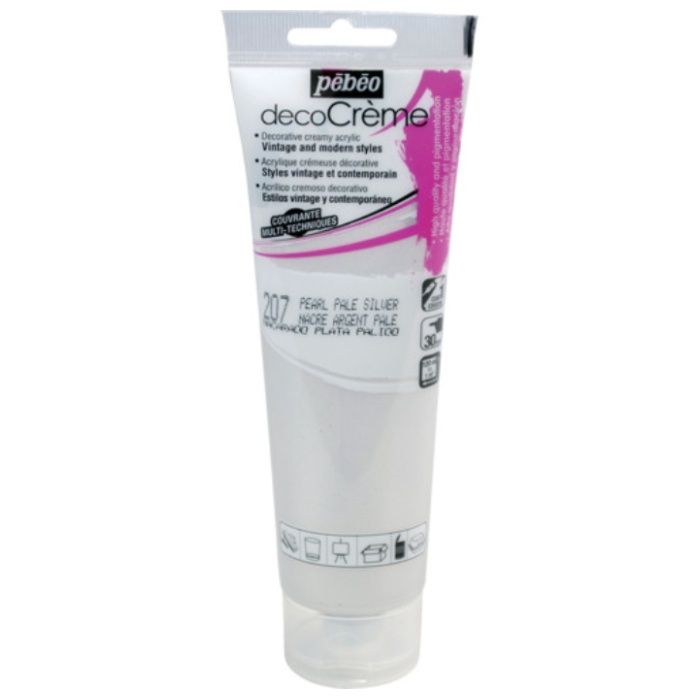 Pebeo　デコクリーム　120ml　パール色　ペイルシルバー