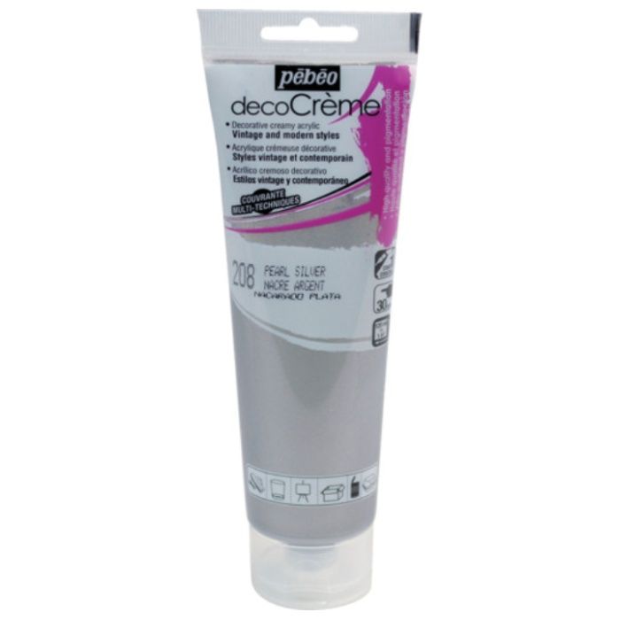Pebeo　デコクリーム　120ml　パール色　シルバー