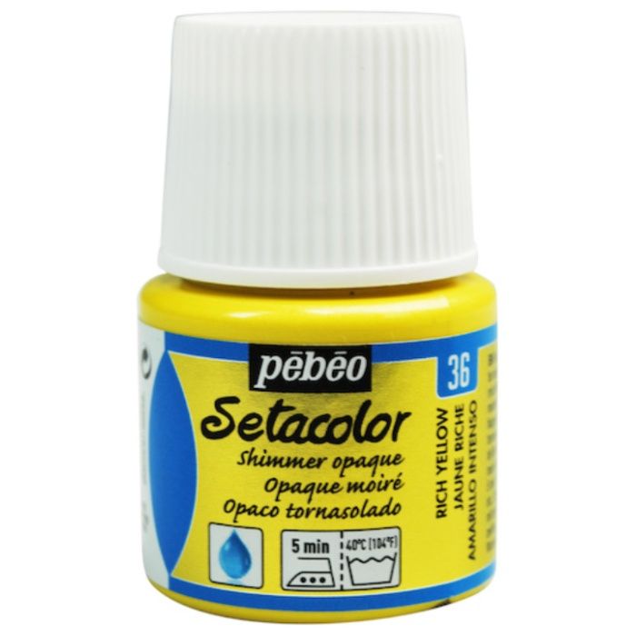 Pebeo　布用水性アクリル絵具セタカラーシマー　45ml　リッチイエロー