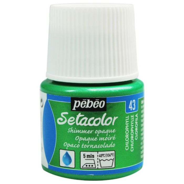Pebeo　布用水性アクリル絵具セタカラーシマー　45ml　クロロフィル