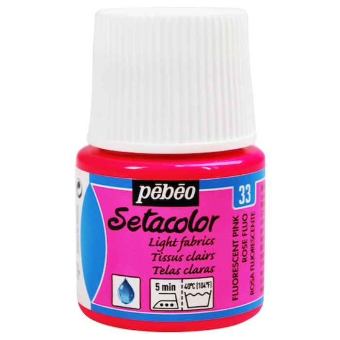 Pebeo　布用水性アクリル絵具セタカラー透明蛍光色　45ml　フルレセントピンク