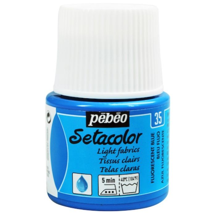 Pebeo　布用水性アクリル絵具セタカラー透明蛍光色　45ml　フルレセントブルー