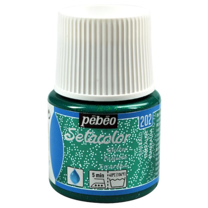 Pebeo　布用水性アクリル絵具セタカラーグリッター　45ml　エメラルド