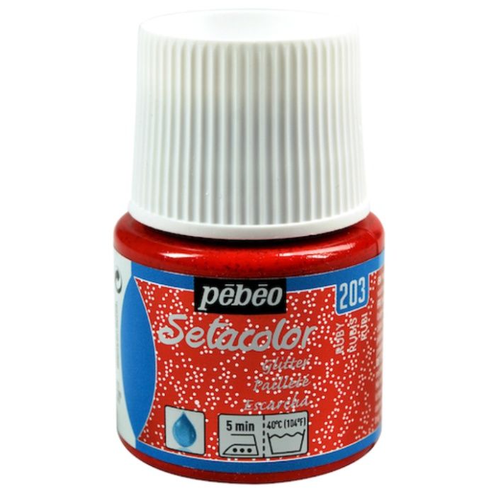 Pebeo　布用水性アクリル絵具セタカラーグリッター　45ml　ルビー