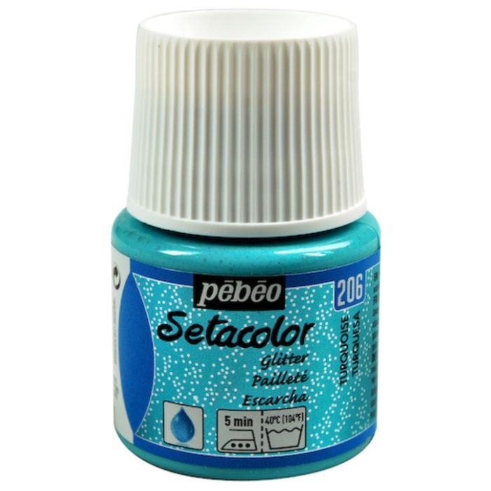 Pebeo　布用水性アクリル絵具セタカラーグリッター　45ml　ターコイズ