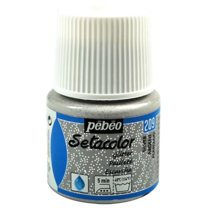 Pebeo　布用水性アクリル絵具セタカラーグリッター　45ml　シルバー