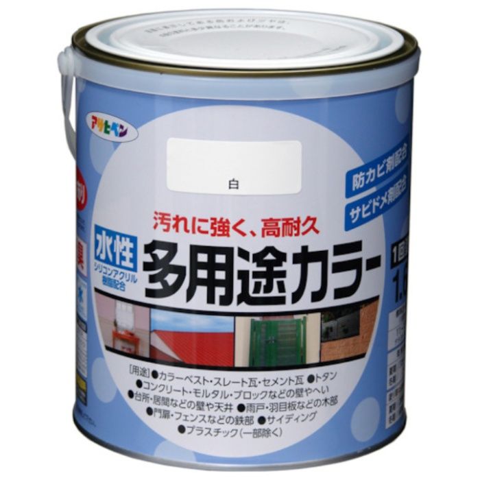 アサヒペン　水性多用途カラー　1.6L　ツヤ消し白