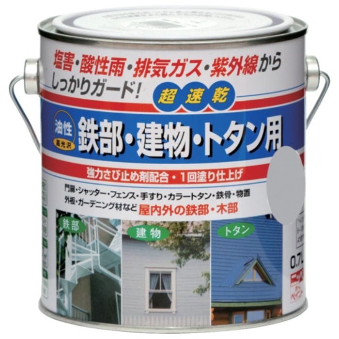 ニッぺ　油性鉄部・建物・トタン用　0.7L　グレー　HUB121-0.7