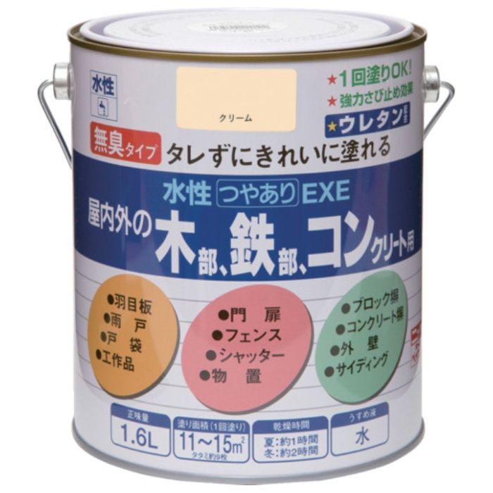 ニッぺ　水性つやありEXE　1.6L　クリーム　HSU104-1.6