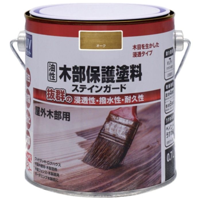 ニッぺ　油性木部保護塗料ステインガード　0.7L　オーク