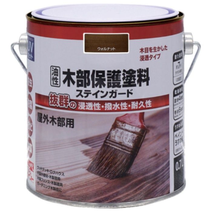 ニッぺ　油性木部保護塗料ステインガード　0.7L　ウォルナット