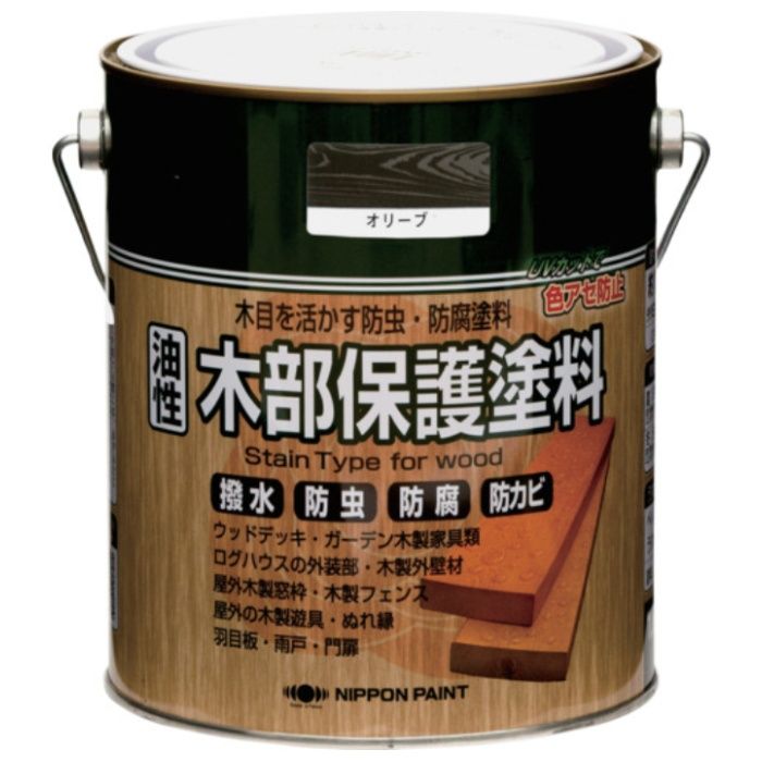 ニッぺ　油性木部保護塗料　1.6L　オリーブ　HY004-1.6