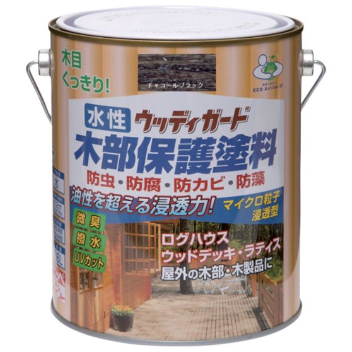 ニッぺ　水性ウッディガード　1.6L　チャコールブラック　HW211-1.6