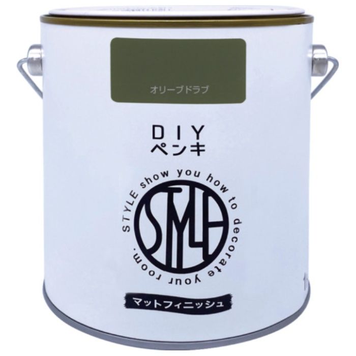 ニッぺ　DIYペンキ　マットフィニッシュ　オリーブドラブ　1kg