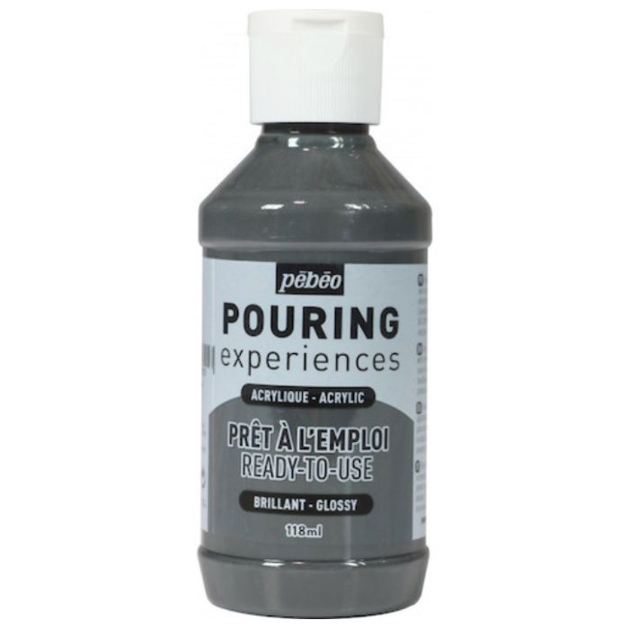 Pebeo　ポーリングメディウム入り　アクリル絵具118ml　21　ダークグレイ